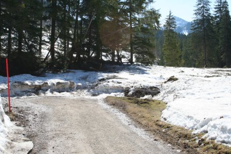 Kurze Unterbrechung - Der Weg ist von einer Lawine verschüttet