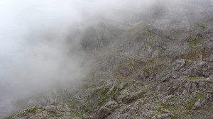 Nebel zieht über dem Steinernen Meer auf und wird schnell dichter