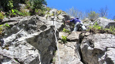 Im Klettersteig am Hanauerstein - steil aufwärts