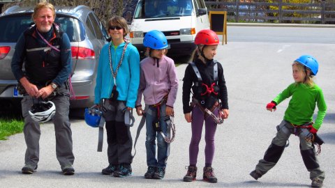 Geschafft. Die glücklichen Klettersteig-Helden auf dem Rückweg