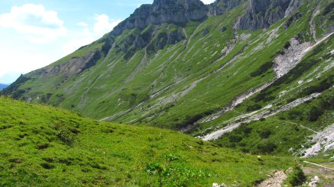 Der Austriaweg zur Hofpürglhütte im Rückblick
