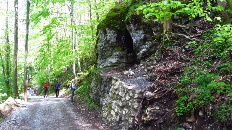 Ein gespaltener Felsen auf dem Weg zum Petersberg