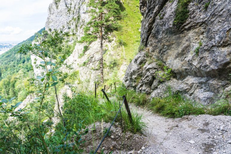 Auf dem gesicherten Weg wandern wir duchr die Kaltenbachwildnis