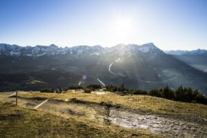 Das Wettersteingebirge mit Alpsitze, Jubiläumsgrat und Zugspitze