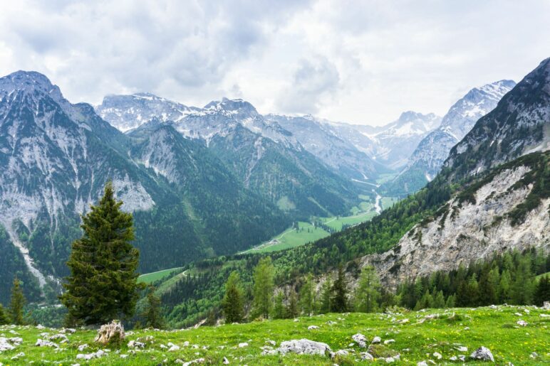 Ein Blick vom Feilkopf auf die Felsberge des Karwendels