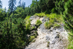 Manchmal muss man auf dem Weg zur Steinernen Agnes über Fels steigen